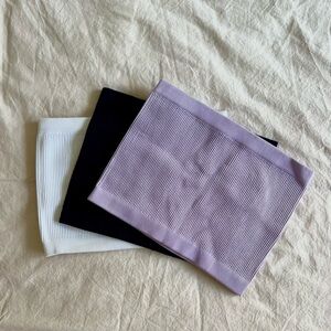 Set of Three Cotton On Ribbed Tube Tops in Black, White, and Purple